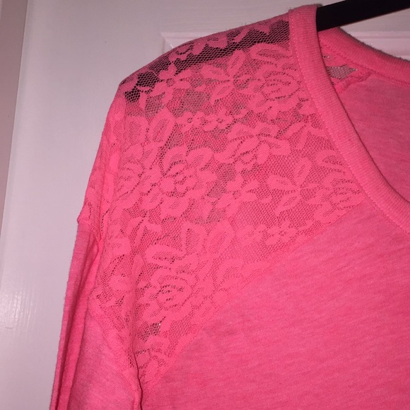 Victoria's Secret pink lace long sleeve tee - Picture 3 of 3